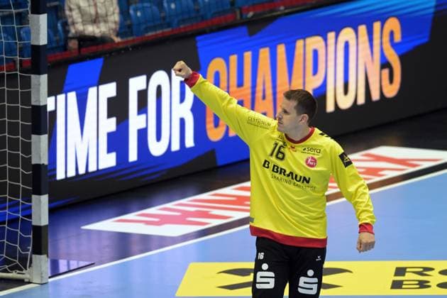 Jubel bei Nebojsa Simic (Torwart MT Melsungen 16) , GER, MT Melsungen - HC Vardar Skopje 1961 (MKD), Handball, Champions League Maenner, Group Matchesl, Saison 2026 2027, 10.09.2026, GER, MT Melsungen - HC Vardar Skopje, Handball, CL Maenner, Group Match, Saison 2026 2027, 10.09.2026 Kassel Copyright: xEibner-Pressefotox xRolandxSippelx EP_RSL