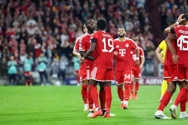 Jubel zum Tor zum 3:0 durch Alphonso Davies (FC Bayern Muenchen, 19), Dayot Upamecano (FC Bayern Muenchen, 02) jubelt mit, GER, FC Bayern Muenchen vs. FK Bodo Glimt, Fussball, UEFA Champions League, Liga-Phase, 1. Spieltag, Saison 2026 2027, 10.09.2026, GER, FC Bayern Muenchen vs. FK Bodo Glimt, Fussball, UEFA Champions League, Liga-Phase, 1. Spieltag, Saison 2026 2027, 10.09.2026 Muenchen Copyright: xEibner-Pressefoto JennixMaulx EP_JML