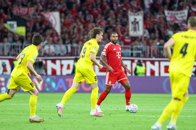 Jonathan Tah (FC Bayern Muenchen, 04) mit Ball mit Andreas Helmersen (FK Bodo Glimt, 09), GER, FC Bayern Muenchen vs. FK Bodo Glimt, Fussball, UEFA Champions League, Liga-Phase, 1. Spieltag, Saison 2026 2027, 10.09.2026, GER, FC Bayern Muenchen vs. FK Bodo Glimt, Fussball, UEFA Champions League, Liga-Phase, 1. Spieltag, Saison 2026 2027, 10.09.2026 Muenchen Copyright: xEibner-Pressefoto JennixMaulx EP_JML