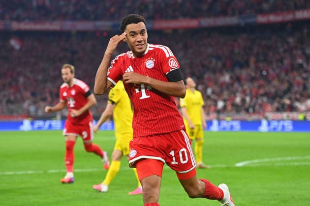 Torjubel Jamal MUSIALA (Bayern Muenchen) nach Tor zum 1-0, Jubel,Freude,Begeisterung, Aktion,Einzelbild,angeschnittenes Einzelmotiv,Halbfigur,halbe Figur. Fussball Champions League,Saison 2026 27, Ligaphase FC Bayern Muenchen -Bodoe Glimt 5-0 am 10.09.2026.