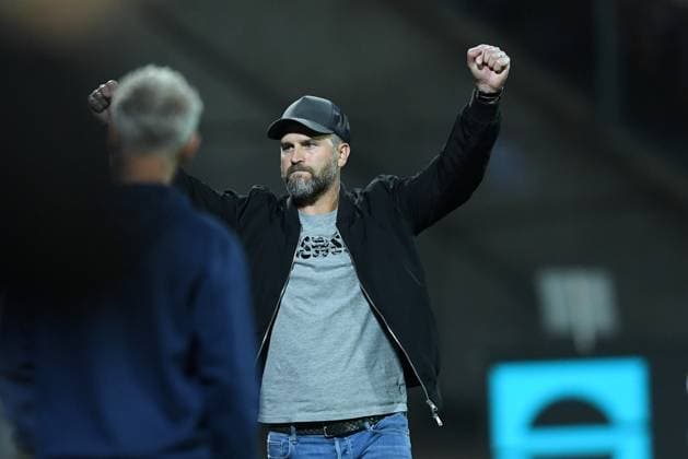 Jubel bei Rene Klingbeil (Trainer KSV Hessen Kassel) nach dem Sieg, GER, KSV Hessen Kassel vs Kickers Offenbach, Fussball, Regionalliga Suedwest, Saison 2026-2027, 7. Spieltag, 11.09.2026, GER, Fussball, Regionalliga Suedwest - KSV Hessen Kassel vs Kickers Offenbach, 11.09.2026 Kassel Copyright: xRolandxSippelx-xEibner-Pressefotox EP_RSL