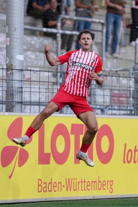 Fabian Rüdlin Fabian Ruedlin (SC Freiburg II, 05) Torjubel, Emotionen, Torschuss, Abschluss, Torerfolg, Tor, Treffer , Deutschland, Fussball, Regionalliga Südwest, 7.Spieltag, 2026 2027, SC Freiburg II vs. SV Sandhausen, 11.09.2026, Dreisamstadion, Freiburg Freiburg Dreisamstadion Baden-Wuerttemberg Deutschland Copyright: xArnexAmbergx
