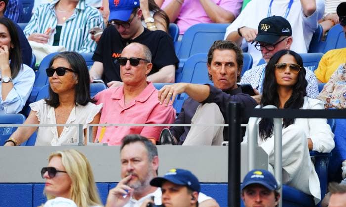 Nancy Simon, Woody Harrelson, Matthew McConaughey and Camila Alves McConaughey 2026 US Open, Day Thirteen, USTA Billie Jean King National Tennis Center, New York, USA - 11 Sep 2026New York USTA Billie Jean King National T New York (NY) United States of America EDITORIAL USE ONLY No use with unauthorised audio, video, data, fixture lists, club league logos or live services. Online in-match use limited to 120 images, no video emulation. No use in betting, games or single club league player publications. Copyright: xJavierxGarcia Shutterstockx 17140162a