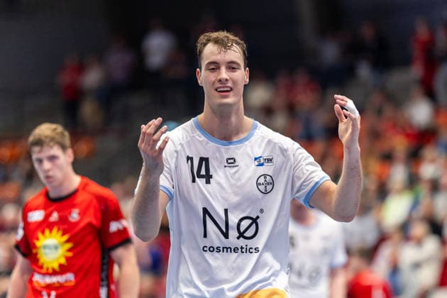 Moritz Koester (TSV Bayer Dormagen, 14) reagiert veraergert GER, TuS N-Luebbecke vs. TSV Bayer Dormagen, Handball, 2. Bundesliga, 3. Spieltag, Spielzeit 2026 2027, 12.09.2026 GER, TuS N-Luebbecke vs. TSV Bayer Dormagen, Handball, 2. Bundesliga, 3. Spieltag, Spielzeit 2026 2027, 12.09.2026 Luebbecke Copyright: xEibner-Pressefoto JanxRollingerx EP_JSK