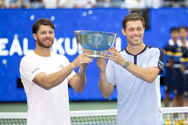 Sieger Christian Harrison, Neil Skupski, Pokal, Trophy, Herren Doppel, Men s Doubles, Siegerehrung, Praesentation, US Open Championships, Billie Jean King National Tennis Center, Flushing Meadows, New York, USA . Copyright: xJuergenxHasenkopfx