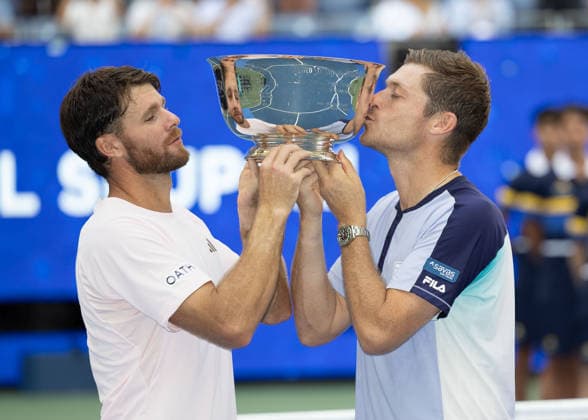 Sieger Christian Harrison, Neil Skupski, Pokal, Trophy, Herren Doppel, Men s Doubles, Siegerehrung, Praesentation, US Open Championships, Billie Jean King National Tennis Center, Flushing Meadows, New York, USA . Copyright: xJuergenxHasenkopfx