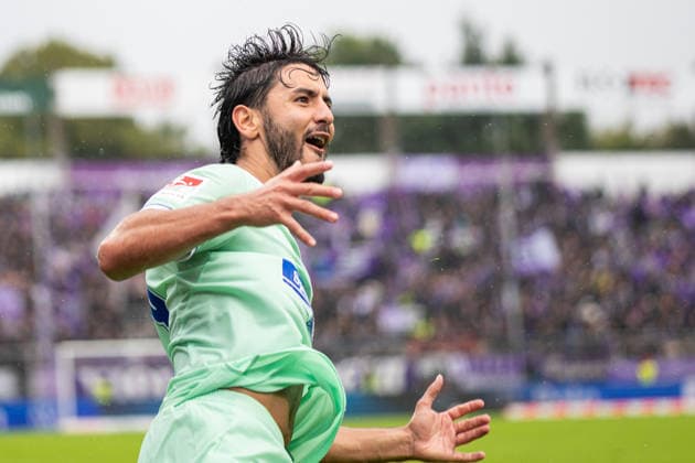 Kevin Sessa (Hertha BSC, 08) jubelt ueber das Tor zum 0:2 GER, VfL Osnabrueck vs. Hertha BSC, Fussball, 2. Bundesliga, 5. Spieltag, Spielzeit 2026 2027, 13.09.2026 DFL Regulations prohibit any use of photographers as image sequences and or quasi-video. GER, VfL Osnabrueck vs. Hertha BSC, Fussball, 2. Bundesliga, 5. Spieltag, Spielzeit 2026 2027, 13.09.2026 Osnabrueck Copyright: xEibner-Pressefoto JanxRollingerx EP_JSK