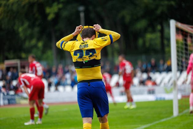 Dorian Cevis (Lok) sind ist enträuscht, wütend, frustriert, sauer ; GER, Greifswalder FC vs. 1. FC Lok Leipzig, Fußball, Männer, Regionalliga Nordost, 8.Spieltag, Spielzeit 2026 2027, 13.09.2026 Greifswald Volksstadion Mecklenburg - Vorpommern Deutschland