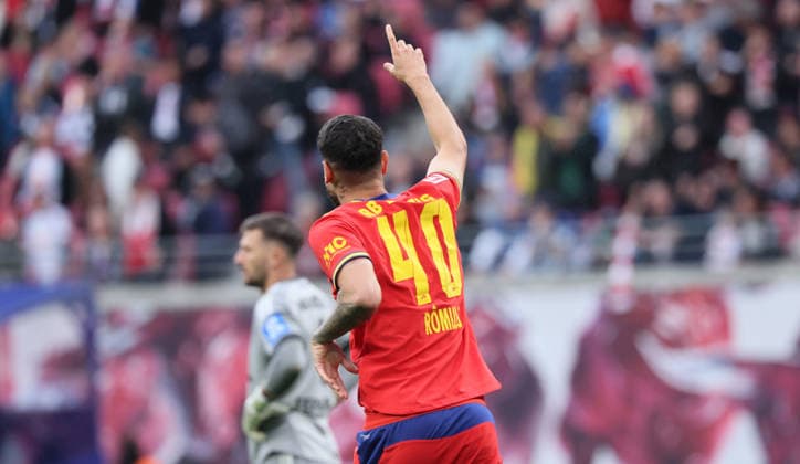 RB Leipzig - Hamburger SV Bundesliga Leipzig, 13.09.2026, Red Bull Arena, Fußball, 1.Bundesliga, 3.Spieltag , RB Leipzig vs. Hamburger SV , Im Bild: Tor für RB Leipzig. Romulo (40, RB Leipzig) trifft zum 5:0 und jubelt. , Nur zur redaktionellen Nutzung. Only editorial use. , DFL DFB regulations prohibit any use of photographs as image sequences and or quasi-video. ,