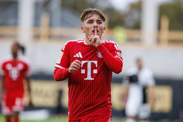 Lennart Karl (FC Bayern Muenchen) bejubelt den Treffer zum 0:1, Torjubel, Jubel, Freude, Emotionen SV Elversberg vs FC Bayern Muenchen, Fussball, 1. Bundesliga, 03. Spieltag, Saison 2026 2027, 13.09.2026 SV Elversberg vs FC Bayern Muenchen, Fussball, 1. Bundesliga, 03. Spieltag, Saison 2026 2027, 13.09.2026 Copyright: xEibnerxPressefotox EP_ANS