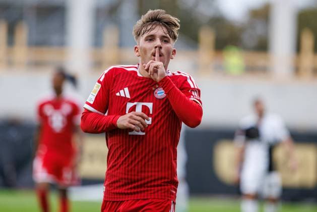 Lennart Karl (FC Bayern Muenchen) bejubelt den Treffer zum 0:1, Torjubel, Jubel, Freude, Emotionen SV Elversberg vs FC Bayern Muenchen, Fussball, 1. Bundesliga, 03. Spieltag, Saison 2026 2027, 13.09.2026 SV Elversberg vs FC Bayern Muenchen, Fussball, 1. Bundesliga, 03. Spieltag, Saison 2026 2027, 13.09.2026 Copyright: xEibnerxPressefotox EP_ANS