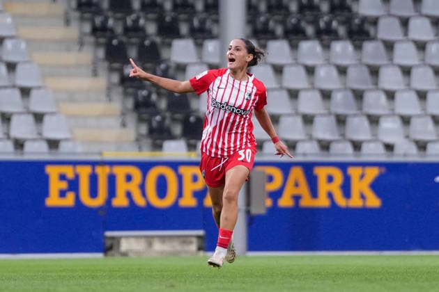 İlayda Acıkgöz Ilayda Acikgoez (SC Freiburg, 30) Torjubel, Emotionen, Jubel, Torerfolg, Abschluss, Treffer , Deutschland, Fussball, GooglePixel Frauen-Bundesliga, 4.Spieltag, 2026 2027, SC Freiburg vs. 1. FSV Mainz 05, 13.09.2026, Dreisamstadion, Freiburg Freiburg Dreisamstadion Baden-Wuerttemberg Deutschland Copyright: xArnexAmbergx