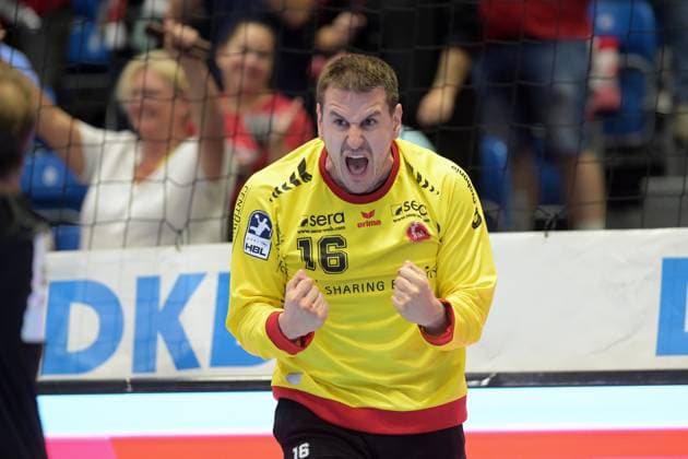 Jubel bei Nebojsa Simic (Torwart MT Melsungen 16) , GER, MT Melsungen - TVB 1898 Stuttgart, Handball, 1. Bundesliga, 4. Spieltag, Saison 2026 2027, 13.09.2026, GER, MT Melsungen - TVB Stuttgart, Handball, 1. Bundesliga, 4. Spieltag, Saison 2026 2027, 13.09.2026 Kassel Copyright: xEibner-Pressefotox xRolandxSippelx EP_RSL