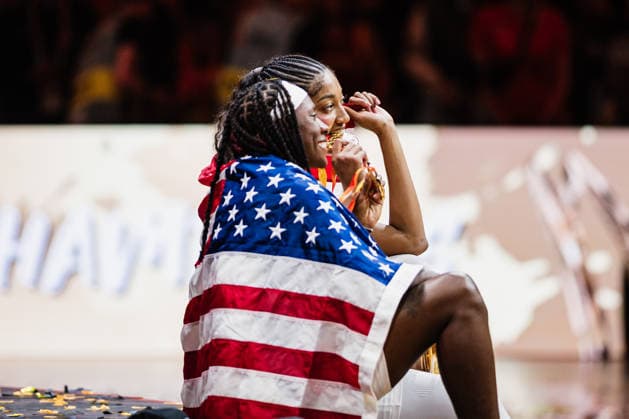 FIBA Women™s Basketball World Cup 2026: USA vs. Frankreich, 13.09.2026 Jubelfoto, Angel Reese (USA, 15), Rhyne Howard (USA, 6); Basketball, FIBA Women™s Basketball World Cup 2026, Final Phase, Finale, USA vs. Frankreich am 13.09.2026 in der Uber Arena, Berlin Copyright: xBEAUTIFULxSPORTS Tonhäuserx