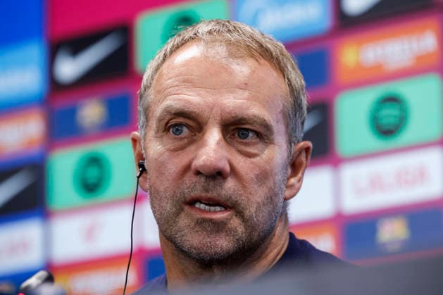 September 15, 2026, Sant Joan Despi, Barcelona, Spain: Hansi Flick, head coach of FC Barcelona, Barca attends his press conference, PK, Pressekonferenz during the training day of FC Barcelona ahead the Spanish League, LaLiga EA Sports, football match against Real Racing Club at Ciudad Esportiva Joan Gamper on September 15, 2026 in Sant Joan Despi, Barcelona, Spain. Sant Joan Despi Spain - ZUMAa181 20260915_zaa_a181_041 Copyright: xJavierxBorregox