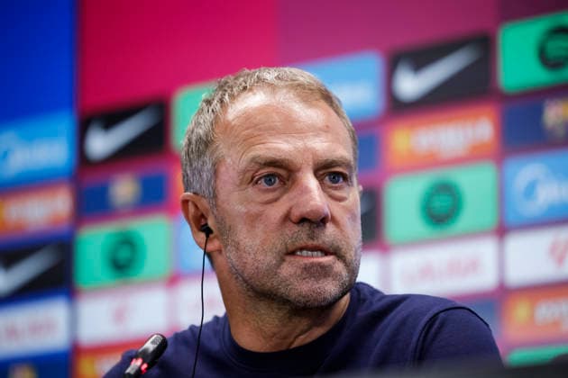 September 15, 2026, Sant Joan Despi, Barcelona, Spain: Hansi Flick, head coach of FC Barcelona, Barca attends his press conference, PK, Pressekonferenz during the training day of FC Barcelona ahead the Spanish League, LaLiga EA Sports, football match against Real Racing Club at Ciudad Esportiva Joan Gamper on September 15, 2026 in Sant Joan Despi, Barcelona, Spain. Sant Joan Despi Spain - ZUMAa181 20260915_zaa_a181_059 Copyright: xJavierxBorregox