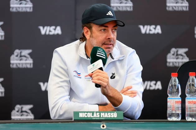 Tenis, Chile vs Espana. Copa Davis 2026. El capitan de Chile Nicolas Massu en Confrencia de Prensa de la Copa Davis valido por la segunda ronda de clasificatorios para el Grupo Mundials, edificio Centro de Tenis y Deportes de Raquetas, Parque Estadio Nacional en Santiago de Chile. 15 09 2026 Pepe Alvujar Photosport Tenis, Chile vs Espana. Copa Davis 2026. Chile s captain Nicolas Massu at the Davis Cup press conference, PK, Pressekonferenz valid for the second round of qualifiers for the World Group, Tennis and Racquet Sports Center building, National Stadium Park in Santiago, Chile. 15 09 20266 Pepe Alvujar Photosport Chile vs Espana Conferencia de Prensa, Copa Davis 2026