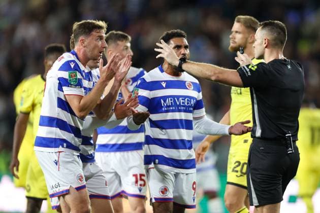 Players of Reading reacts after Paudie O Connor of Reading bicycle kick goal was disallowed Reading v Brentford, Carabao Cup Third Round, Football, Select Car Leasing Stadium, Reading, UK, 15 09 2026, England - 15 Sep 2026Reading Select Car Leasing Stadium England United Kingdom EDITORIAL USE ONLY No use with unauthorised audio, video, data, fixture lists, club league logos or live services. Online in-match use limited to 120 images, no video emulation. No use in betting, games or single club league player publications. Copyright: xHanc WiredxPhotos Shutterstockx 17152833s