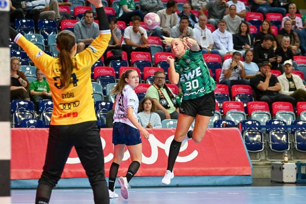 Jenny Behrend (VfL Oldenburg, 30) wirft GER, VfL Oldenburg vs. SU Neckarsulm, ALSCO Handball Bundesliga Frauen, 4. Spieltag, Saison 2026 2027, 16.09.2026, VfL Oldenburg vs. SU Neckarsulm, ALSCO Handball Bundesliga Frauen, 4. Spieltag, Saison 2026 2027, 16.09.2026 Oldenburg Copyright: xEibner-Pressefoto RobertxGertzenx EP_RGN
