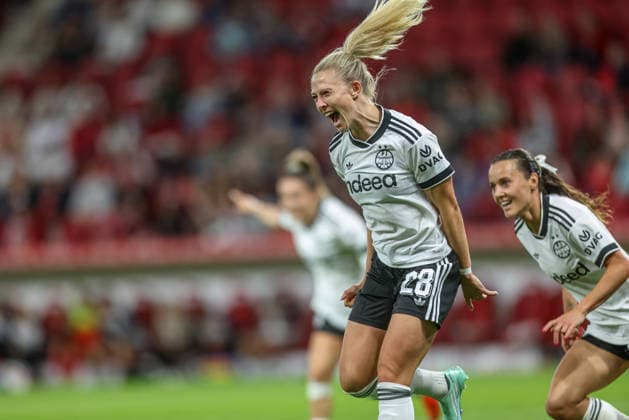 GER, Mainz, FSV Mainz 05 vs Eintracht Frankfurt, Google Pixel Frauen Bundesliga, Fussball, DFB, Spielzeit 2026 2027, MEWA Arena, 5. Spieltag im Bild: Rebecka Blomqvist (Eintracht Frankfurt Frauen 28), Tor, Jubel und Freude, Emotionen, 3:2 DFB DFL REGULATIONS PROHIBIT ANY USE OF PHOTOGRAPHS AS IMAGE SEQUENCES AND OR QUASI-VIDEO, 18.09.2026 Copyright: HMBxMedia HendrikxHamelau