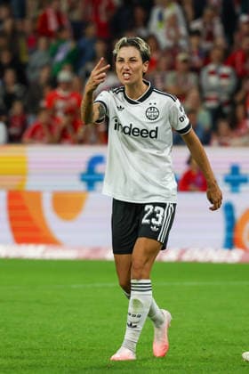 18.09.2026, xusrbx, Fussball Google Pixel Frauen-Bundesliga, FSV Mainz 05 - Eintracht Frankfurt v.l. Sara Doorsoun (Eintracht Frankfurt, 23),unzufrieden, enttaeuscht, niedergeschlagen, frustriert, schreit, tobt, Mainz
