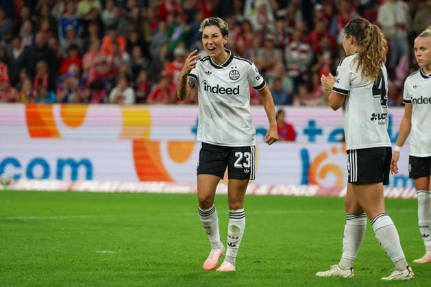 18.09.2026, xusrbx, Fussball Google Pixel Frauen-Bundesliga, FSV Mainz 05 - Eintracht Frankfurt v.l. Sara Doorsoun (Eintracht Frankfurt, 23),unzufrieden, enttaeuscht, niedergeschlagen, frustriert, schreit, tobt, Mainz