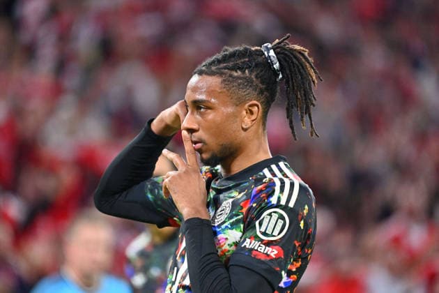 Torjubel Michael OLISE (Bayern Muenchen) nach Tor zum 3-0 Jubel,Freude,Begeisterung, Aktion,Einzelbild,angeschnittenes Einzelmotiv,Portraet,Portrait,Porträt. Fussball 1. Bundesliga Saison 2026 2027, 4.Spieltag, Spieltag04, FC Bayern Muenchen - 1.FC Union Berlin am 18.09.2026 , A L L I A N Z A R E N A.