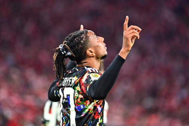 Torjubel Michael OLISE (Bayern Muenchen) nach Tor zum 3-0 Jubel,Freude,Begeisterung, Aktion,Einzelbild,angeschnittenes Einzelmotiv,Portraet,Portrait,Porträt., Fussball 1. Bundesliga Saison 2026 2027, 4.Spieltag, Spieltag04, FC Bayern Muenchen - 1.FC Union Berlin am 18.09.2026 , A L L I A N Z A R E N A.