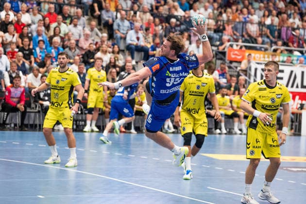 Stefan Bauer, (HBW Balingen Weilstetten, 99) , Wurf, HBW Balingen Weilstetten vs. TVB Stuttgart, GER, Opel 1. Handball Bundesliga, Meisterschaft, Spieltag 5, Saison 2026 2027, 18.09.2026, Eibner-Pressefoto Andreas Ulmer HBW Balingen Weilstetten vs. TVB Stuttgart, GER, Opel 1. Handball Bundesliga, Meisterschaft, Spieltag 5, Saison 2026 2027, 18.09.2026, Balingen Copyright: xEibner-Pressefoto AndreasxUlmerx EP_AUR