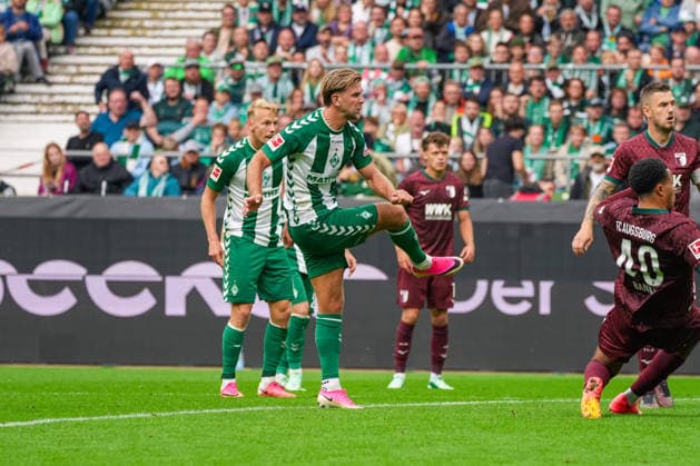 Tor zum 2:2 für Werder Bremen durch Niklas Füllkrug (Werder Bremen, 10), Torjubel, Emotionen, Freude, Deutschland: Fussball, Bundesliga, Saison 2026 27, 4. Spieltag, 19.09.2026, Werder Bremen vs FC Augsburg, Weserstadion (Bremen) Copyright: xLeonxFrickx