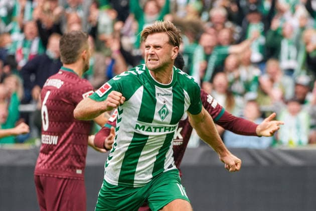 Tor zum 2:2 für Werder Bremen durch Niklas Füllkrug (Werder Bremen, 10), Torjubel, Emotionen, Freude, Deutschland: Fussball, Bundesliga, Saison 2026 27, 4. Spieltag, 19.09.2026, Werder Bremen vs FC Augsburg, Weserstadion (Bremen) Copyright: xLeonxFrickx