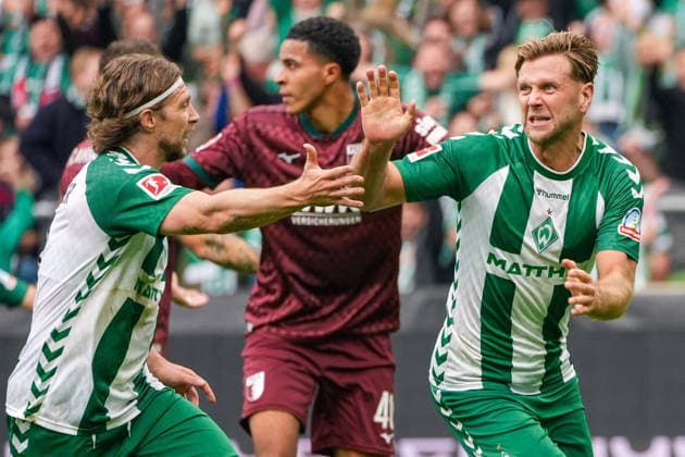 Tor zum 2:2 für Werder Bremen durch Niklas Füllkrug (Werder Bremen, 10), Torjubel, Emotionen, Freude, Deutschland: Fussball, Bundesliga, Saison 2026 27, 4. Spieltag, 19.09.2026, Werder Bremen vs FC Augsburg, Weserstadion (Bremen) Copyright: xLeonxFrickx