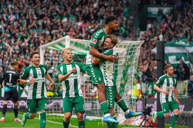 Tor zum 2:2 für Werder Bremen durch Niklas Füllkrug (Werder Bremen, 10), Torjubel, Emotionen, Freude, Deutschland: Fussball, Bundesliga, Saison 2026 27, 4. Spieltag, 19.09.2026, Werder Bremen vs FC Augsburg, Weserstadion (Bremen) Copyright: xLeonxFrickx