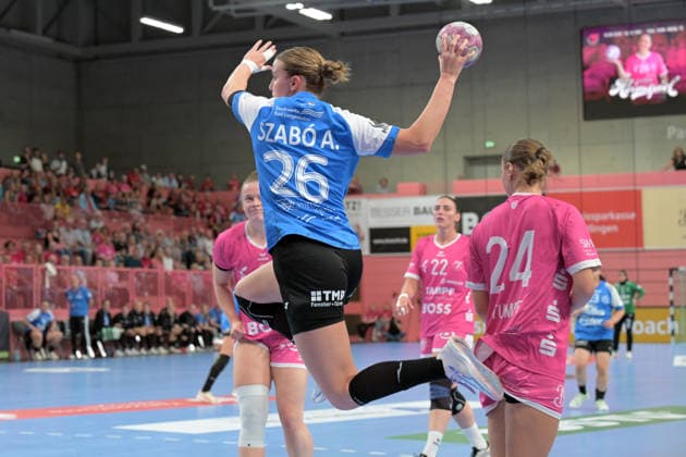 Anna Szabo (Thueringer HC, 26) beim Torwurf TusSies Metzingen vs. Thueringer HC , Handball, Alsco HBF, 04..Ligaspieltag, Saison 2026 2027, 19.09.2026 TusSies Metzingen vs. Thueringer HC , Handball, Alsco HBF, 04..Ligaspieltag, Saison 2026 2027, 19.09.2026 Tuebingen Copyright: xEibner-Pressefotox EP_TBR