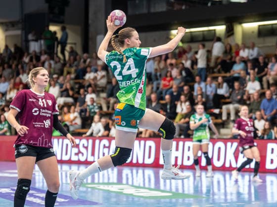 Luisa Scherer (Frisch Auf Frauen, 24) beim Tempogegenstoss, Frisch Auf Goeppingen vs. HC Leipzig, Handball, 1. Bundesliga, Spielzeit 2026 2027, 19.09.2026 Frisch Auf Goeppingen vs. HC Leipzig, Handball, 1. Bundesliga, Spielzeit 2026 2027, 19.09.2026 Goeppingen Copyright: xMichaelxSchmidt Eibner-Pressefotx EP_MST