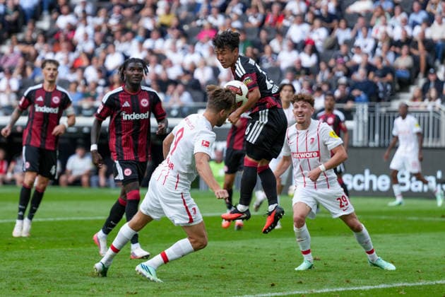Lucas Höler Lucas Hoeler (SC Freiburg, 09) Kopfball, Deutschland, Fussball, 1. Bundesliga, 4.Spieltag, 2026 2027, Eintracht Frankfurt vs. SC Freiburg, 19.09.2026, Deutsche Bank Park, Frankfurt Frankfurt Deutsche Bank Park Hessen Deutschland Copyright: xArnexAmbergx