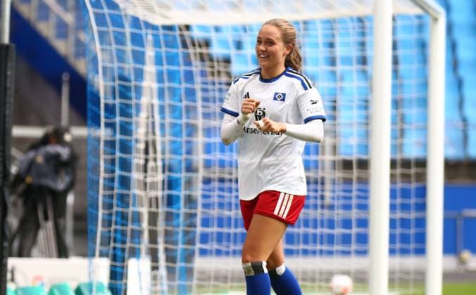 20.09.2026, xcex, GER, Hamburg, Volksparkstadion, Frauenfussball, 1. Bundesliga, DIE LIGA, Google Pixel Frauen-Bundesliga Saison 2026 2027, Spieltag 5, HSV, FCN, Hamburger SV - 1. FC Nuernberg, Torjubel Camilla Linberg (HSV), Jubel, Freude, Emotionen, goal celebration DFL regulations prohibit any use of photographs as image sequences and or quasi-video