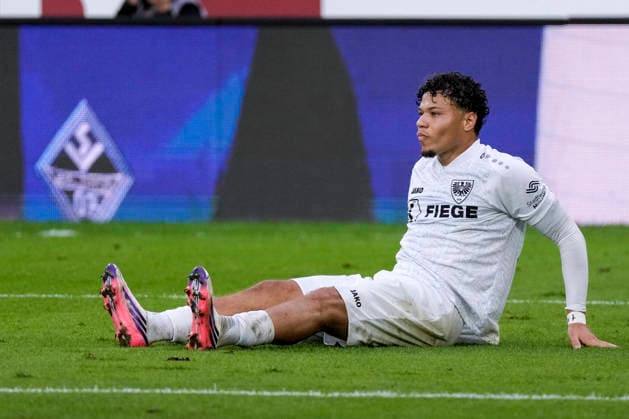 Montell Ndikom (Münster, 28), Spieler vom SC Preußen Münster (Preussen), enttäuscht schauend, Enttäuschung, Frustration, disappointed, pessimistisch, Aktion, Action, Spielszene, 20.09.2026, Mannheim (Deutschland), Fussball, 3. Liga, SV Waldhof Mannheim - SC Preußen Münster, DFB DFL REGULATIONS PROHIBIT ANY USE OF PHOTOGRAPHS AS IMAGE SEQUENCES AND OR QUASI-VIDEO.