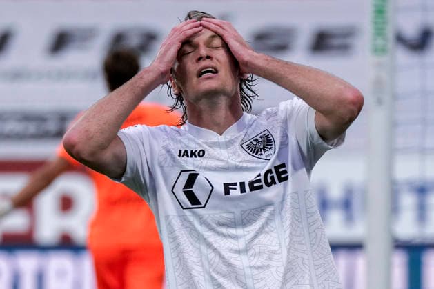 Ryan Johansson (Münster, 20), Spieler vom SC Preußen Münster (Preussen), Einzelbild, Einzelfoto, Aktion, Action, enttäuscht schauend, Enttäuschung, Frustration, disappointed, pessimistisch, 20.09.2026, Mannheim (Deutschland), Fussball, 3. Liga, SV Waldhof Mannheim - SC Preußen Münster, DFB DFL REGULATIONS PROHIBIT ANY USE OF PHOTOGRAPHS AS IMAGE SEQUENCES AND OR QUASI-VIDEO.