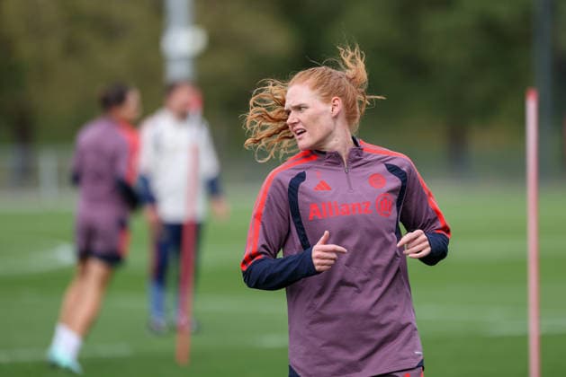 Stine Ballisager (FC Bayern Muenchen, 03), GER, FC Bayern Muenchen Frauen Abschlusstraining, Fussball, UEFA Womens Champions League, Saison 2026 2027, 21.09.2026, GER, FC Bayern Muenchen Frauen Abschlusstraining, Fussball, UEFA Womens Champions League, Saison 2026 2027, 21.09.2026 Muenchen Copyright: xEibner-Pressefoto JennixMaulx EP_JML