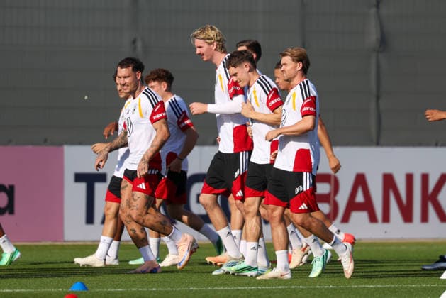David Raum (Deutschland), Nick Woltemade (Deutschland), Florian Wirtz (Deutschland) und Maximilian Mittelstaedt (Deutschland) laufen, GER, Deutschland Nationalmannschaft, Training, Fussball, UEFA Nations League, Saison 2026 2027, 29.09.2026, GER, Deutschland Nationalmannschaft, Training, Fussball, UEFA Nations League, Saison 2026 2027, 29.09.2026 Herzogenaurach Copyright: xEibner-Pressefoto JennixMaulx EP_JML