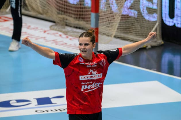 Teresa von Prittwitz (Thueringer HC, 22) im Jubel. GER, Thueringer HC gegen HSG Blomberg-Lippe, Handball, DHB-Pokal, Saison 2026 2027, 2. Runde, Mittwoch, 19.00 Uhr, 30.09.2026 GER, Thueringer HC gegen HSG Blomberg-Lippe, Handball, DHB-Pokal, Saison 2026 2027, 2. Runde, Mittwoch, 19.00 Uhr, 30.09.2026 Bad Langensalza Copyright: xMartinxHerbstx
