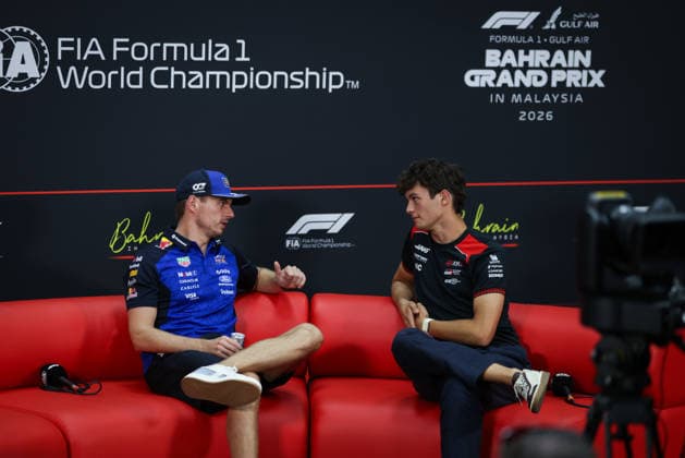 F1 - BAHRAIN GRAND PRIX IN MALAYSIA 2026 press conference, PK, Pressekonferenz VERSTAPPEN Max (nld), Red Bull Racing Ford RB22, BEARMAN Ollie Oliver (gbr), TGR Haas F1 Team VF-26, portrait during the 2026 Formula 1 Bahrain Grand Prix in Malaysia, 16th round of the 2026 Formula One World Championship, WM, Weltmeisterschaft from October 2 to 4, 2026 on the Sepang International Circuit, in Sepang, Malaysia - SepangMalaysia Copyright: xANTONINxVINCENTx