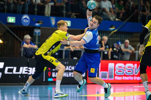 Felix Aellen (ThSV Eisenach, 22), Linus Schmid (TVB Stuttgart, 19) GER, ThSV Eisenach gegen TVB Stuttgart, 1. Opel Handballbundesliga, Handball, 7. Spieltag, Saison 2026 2027, 19.00 Uhr, 01.10.2026 GER, ThSV Eisenach gegen TVB Stuttgart, 1. Opel Handballbundesliga, Handball, 7. Spieltag, Saison 2026 2027, 19.00 Uhr, 01.10.2026 Eisenach Copyright: xMartinxHerbstx