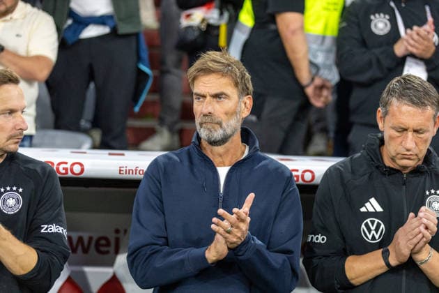 Fussball: UEFA Nations League 2026 - 2027, 3. Spieltag - Deutschland vs Serbien - Allianz-Arena (München) : Jürgen Klopp (Deutschland, Bundestrainer) Mimik, Gesichtsausdruck, Emotion Copyright: xMichellexLukax