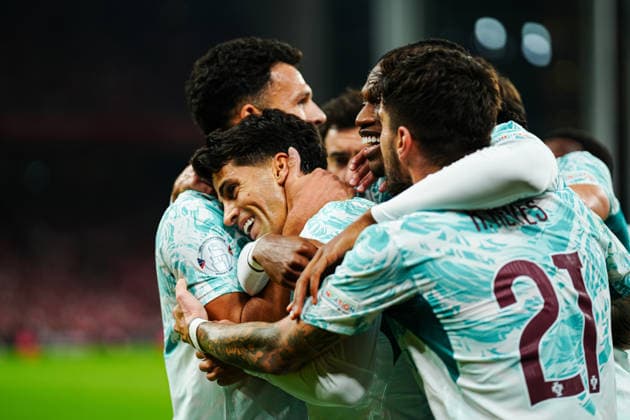 Torjubel Portugal nach Tor zum 0:1 Joao Cancelo (Portugal, 20) DEN, Dänemark vs. Portugal, Fußball, UEFA Nations League A, Gruppe 4, Spieltag 03, Saison 2026 2027, 01.10.2026 DEN, Dänemark vs. Portugal, Fußball, UEFA Nations League A, Gruppe 4, Spieltag 03, Saison 2026 2027, 01.10.2026 Kopenhagen Copyright: xEibner-Pressefoto MarcelxvonxFehrnx EP_MFN