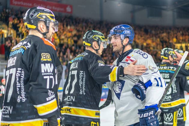 Philip Gogulla (Krefeld Pinguine, 87) und Kenny Agostino (ERC Ingolstadt, 11), GER, Krefeld Pinguine vs. ERC Ingolstadt, Eishockey, PENNY DEL, 5. Spieltag, Spielzeit 2026 2027, 02.10.2026 GER, Krefeld Pinguine vs. ERC Ingolstadt, Eishockey, PENNY DEL, 5. Spieltag, Spielzeit 2026 2027, 02.10.2026 Krefeld Copyright: xEibner-Pressefoto FabianxFriesex EP_FFE