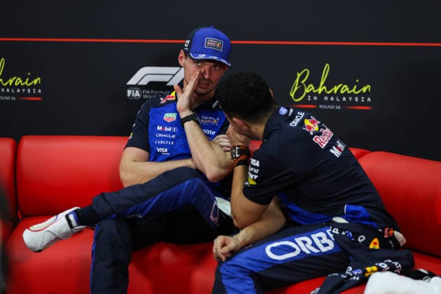 F1 - BAHRAIN GRAND PRIX IN MALAYSIA 2026 press conference, PK, Pressekonferenz VERSTAPPEN Max (nld), Red Bull Racing Ford RB22, HADJAR Isack (fra), Red Bull Racing Ford RB22, portrait during the 2026 Formula 1 Bahrain Grand Prix in Malaysia, 16th round of the 2026 Formula One World Championship, WM, Weltmeisterschaft from October 2 to 4, 2026 on the Sepang International Circuit, in Sepang, Malaysia - SepangMalaysia Copyright: xANTONINxVINCENTx