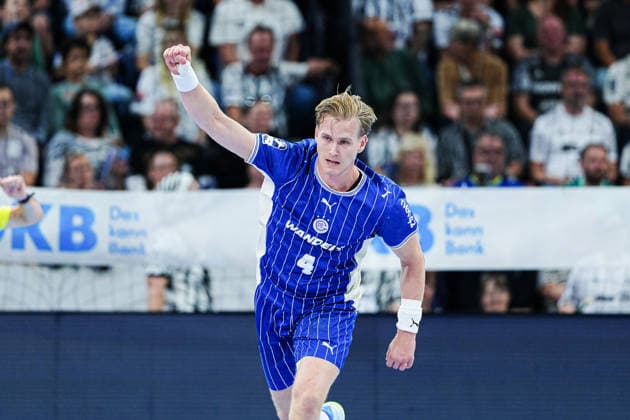 Torjubel Ellidi Snaer Vidarsson (VfL Gummersbach, 04) GER, THW Kiel vs. VfL Gummersbach, Handball, 1. Bundesliga, Spieltag 7, Saison 2026 2027, 03.10.2026 GER, THW Kiel vs. VfL Gummersbach, Handball, 1. Bundesliga, Spieltag 7, Saison 2026 2027, 03.10.2026 Kiel Copyright: xEibner-Pressefoto MarcelxvonxFehrnx EP_MFN