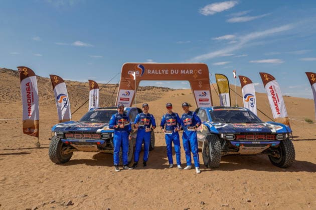 W2RC - RALLYE DU MAROC 2026 228 GUTHRIE Mitch (usa), WALCH Kellon (usa), Ford Raptor, Ford Racing, FIA W2RC, ULT T1+, action, 226 EKSTRÖM Mattias (swe), BERGKVIST Emil (swe), Ford Raptor, Ford Racing, FIA W2RC, ULT T1+, action Finisher podium, portrait during the Stage 5 of the Rallye du Maroc 2026, 4th round of the 2026 WR2C Championship from October 3, 2026 around Zagora, Morocco - AgadirMorocco Copyright: xPauloxMariax